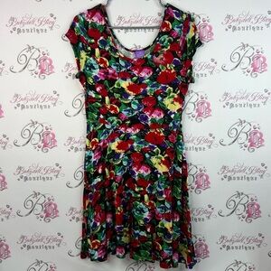 Jolie dress flowers multicolor rainbow flowy dress Vibrant Floral  Dress